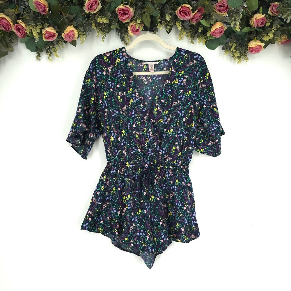 Victoria's Secret Floral V-Neck Cinch Waist Romper Size Small